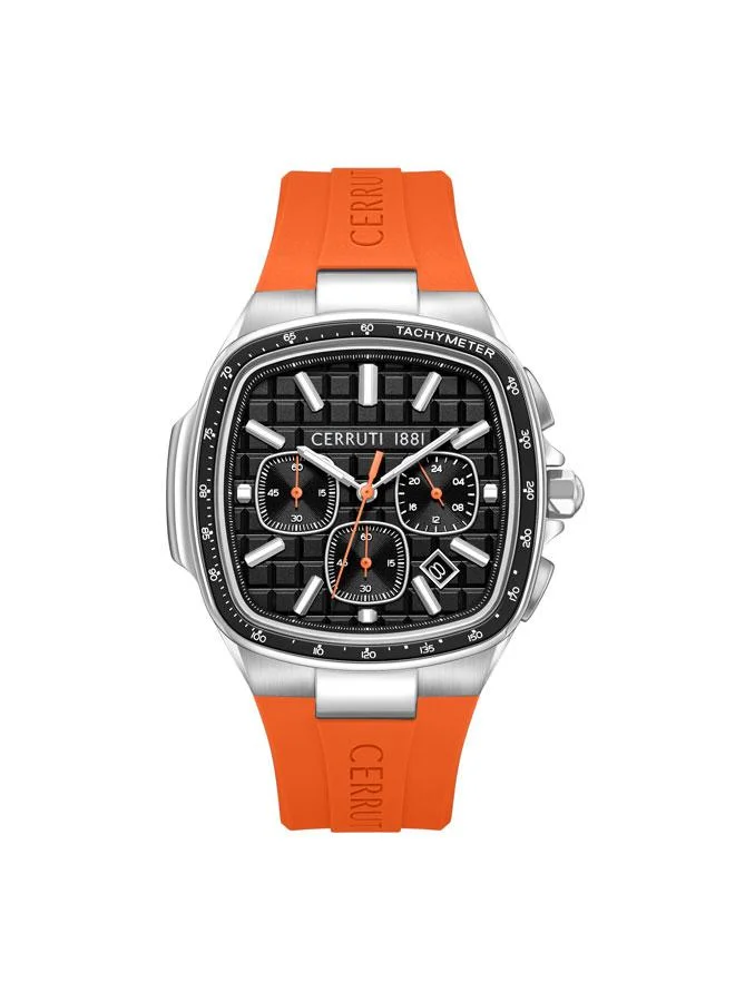 شيروتي 1881 Casale Black Dial Silicone Strap Chronograph Watch for Men, 42mm